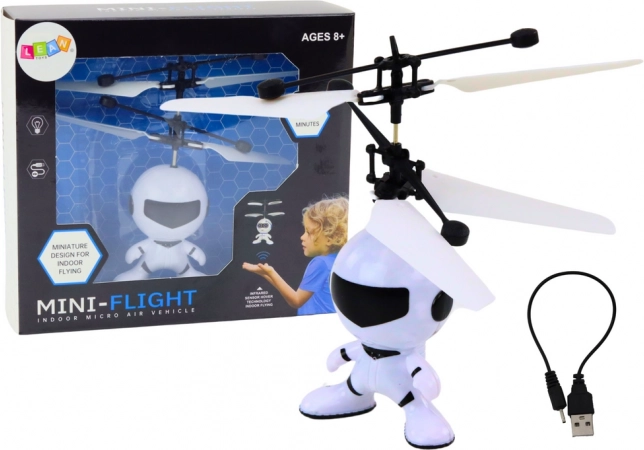 Lidojošs astronauts – ar roku vadāms mini drona helikopters, balts