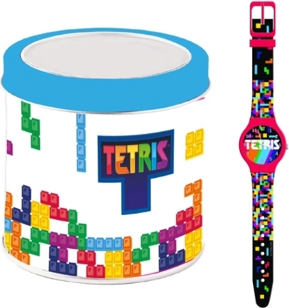 Bērnu pulkstenis Tetris skārda kārbā