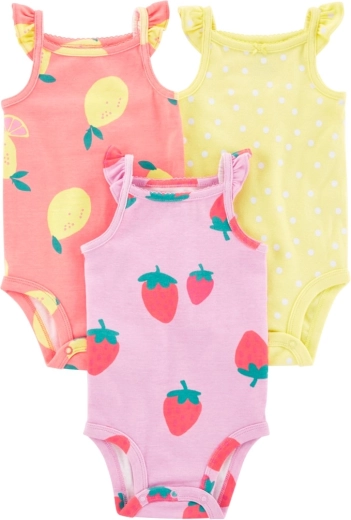 CARTER'S sleeveless bodysuits Dots Fruit for girls 3 pcs – NB / size 56