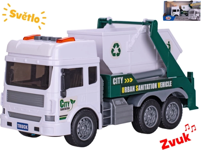Atkritumu savākšanas auto ar inerces piedziņu un konteineru 28 cm