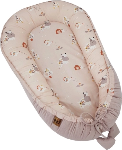 EKO ligzdiņa mazulim Velvet bees beige 90 × 60 cm