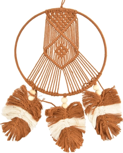 Brown cotton dreamcatcher 65 cm – boho hanging decoration