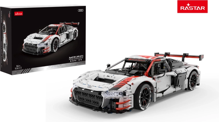 RASTAR Audi R8 LMS GT3 auto modeļa būvkomplekts 1:8, balts