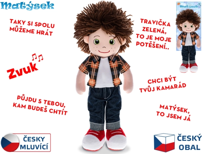 Interaktīva plīša lellīte Matīseks 37 cm, runā čehu valodā