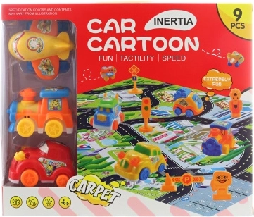 Komplekts: paklājiņš ar ceļiem un automašīnītes
