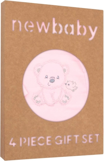 New Baby Sweet Bear Baby Gift Set, pink, 4-piece set – Pink 53584