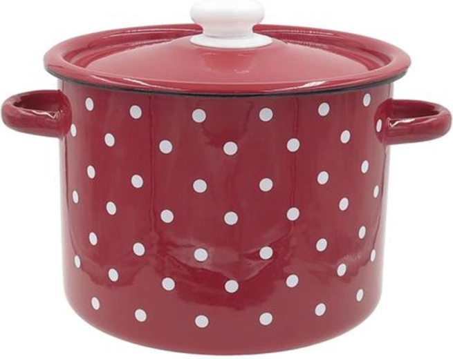 Enamel pot with lid 3 l Polka Dot