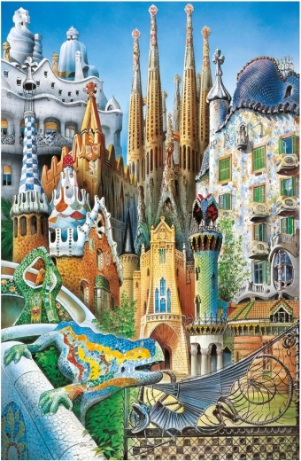 Educa miniatūra puzle Gaudí – kolāža 1000 gabaliņu