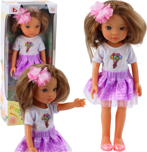 Lelle Pretty Girl violetos svārciņos ar gariem brūniem matiem