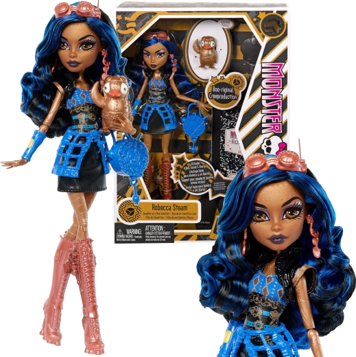 Monster High lelle Robecca Steam 26 cm Creeproduction ar aksesuāriem un mīluli Captain Penny