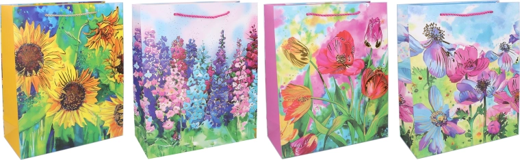 Dāvanu maisiņš L 31 × 42 × 12 cm – ziedu motīvs, variantu mikss