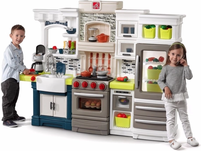 Lit-up refrigerator and large oven with viewing window