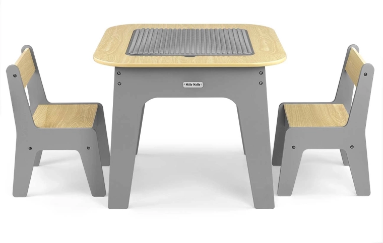 Table and two sliding chairs