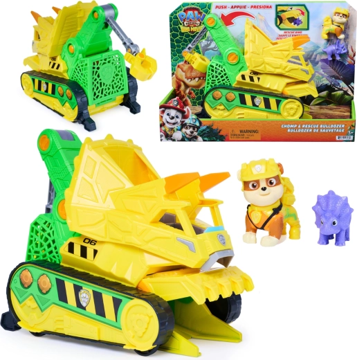 Spin Master Ķepu patruļa filmā – dino glābšana: Rubla buldozers Chomp & Rescue 23 cm ar figūriņām