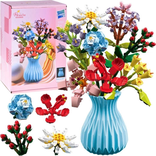 Wildflower bouquet building set in a vase – 8 models