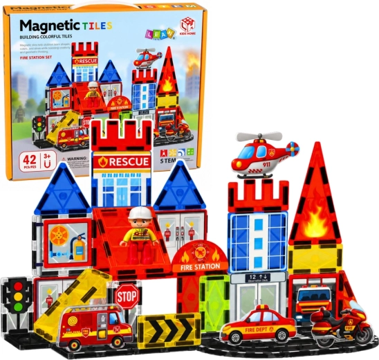 Magnetic building blocks Fire Station 42 pieces