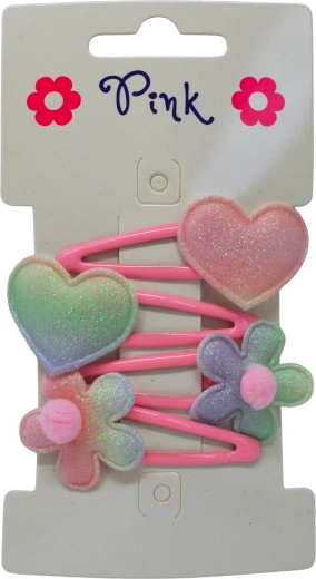 Girls’ Hair Clips – Flower and Heart, Set of 4