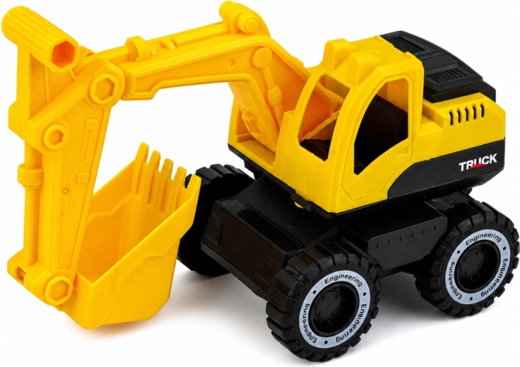 Excavator with rotating cab and movable arm