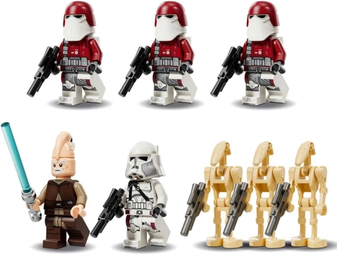 Bagātīgs minifigūru un droīdu sastāvs