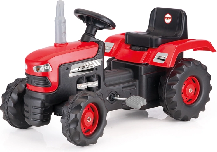 Lielais sarkanais pedāļu traktors Dolu