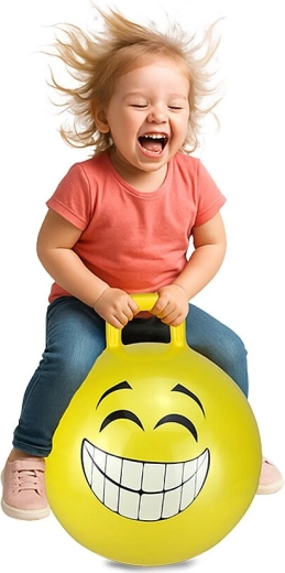 Lēkājamā bumba HoppyDoo Smile dzeltena 45 cm ar pumpīti