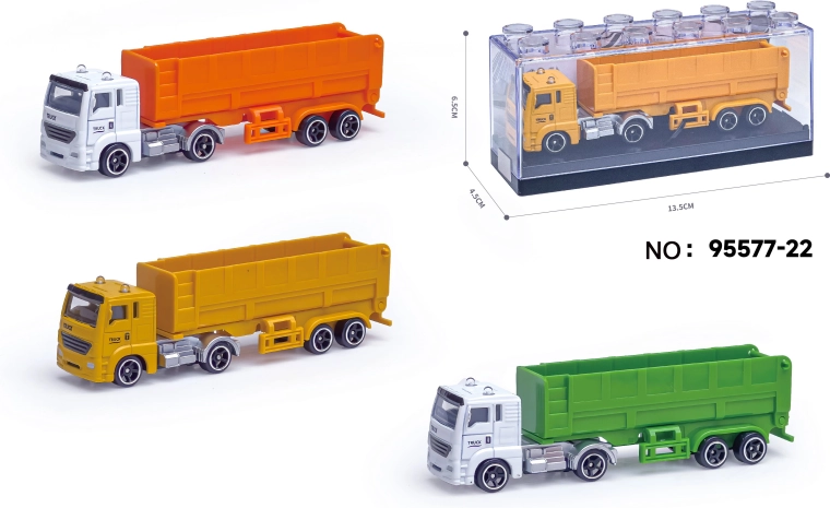 Metāla atkritumu izvedēja kravas auto modelis ar piekabi 1:64