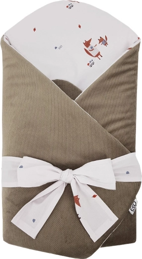 Eco cotton baby swaddle wrap with velvet and removable coconut insert Fox 75 × 75 cm