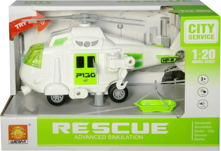 Rescue helicopter with light and sound