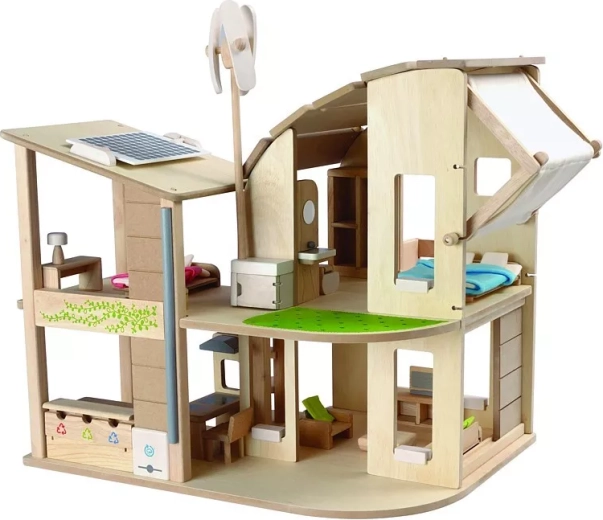 PlanToys eko leļļu mājiņa ar mēbelēm