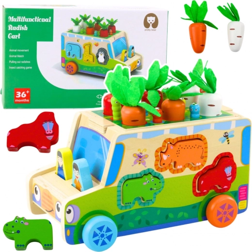 Wooden Educational Car – Shape Sorter, Maze and Magnetic Game