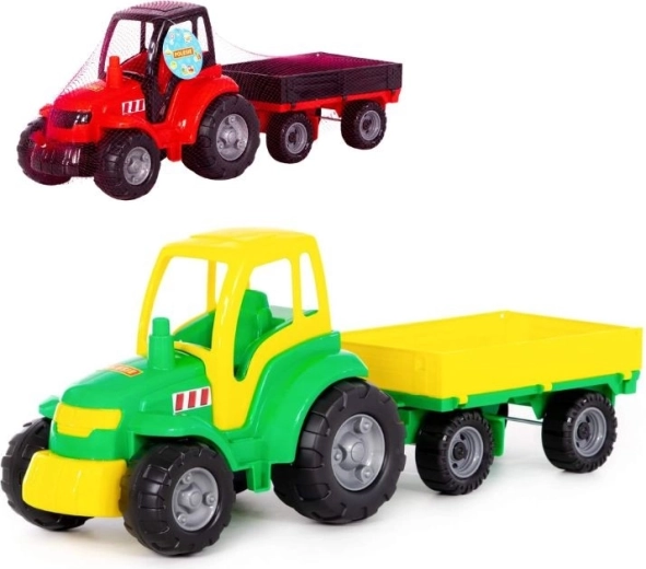 Plastmasas traktors ar noņemamu piekabi