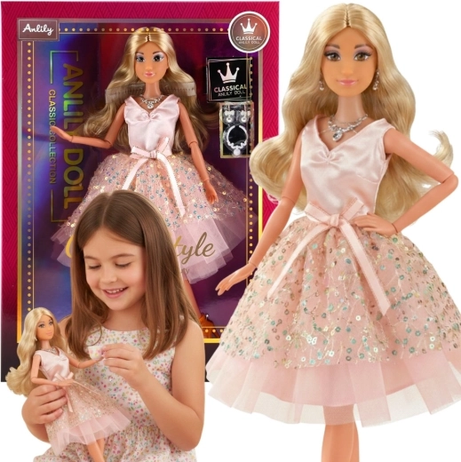 Woopie Royal Lily Doll with Long Blonde Hair in a Pink Dress, 30 cm