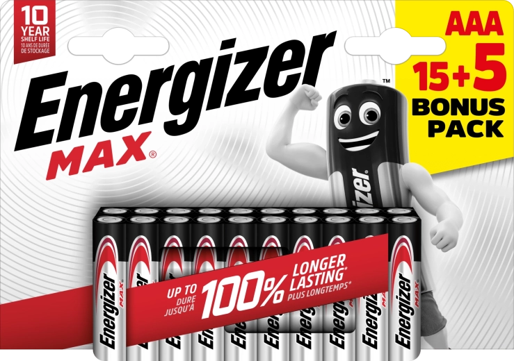 Energizer Max AAA alkaline batteries 20 pcs