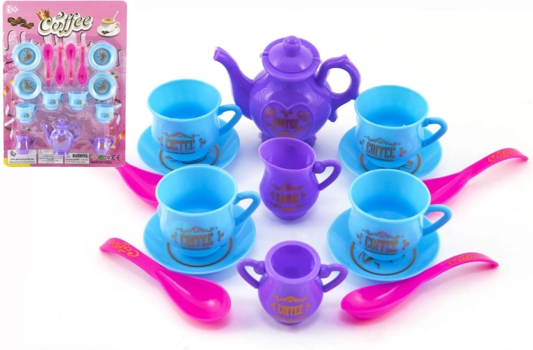 Plastic Coffee and Tea Set for Children, 15 Pieces