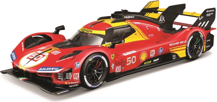 Bburago 1:18 Ferrari 499P LMH Nr. 50 24h Le Mans čempions 2024 aizsargapvalkā
