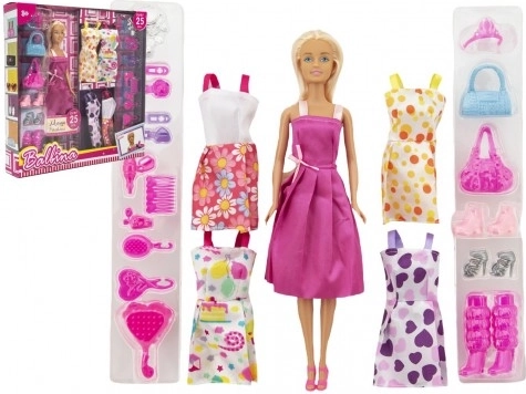 Modeļa lelle plastmasa 30 cm ar apģērbu un piederumiem