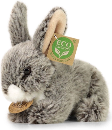 Eco-Friendly Dark Gray Lying Plush Rabbit 17 cm