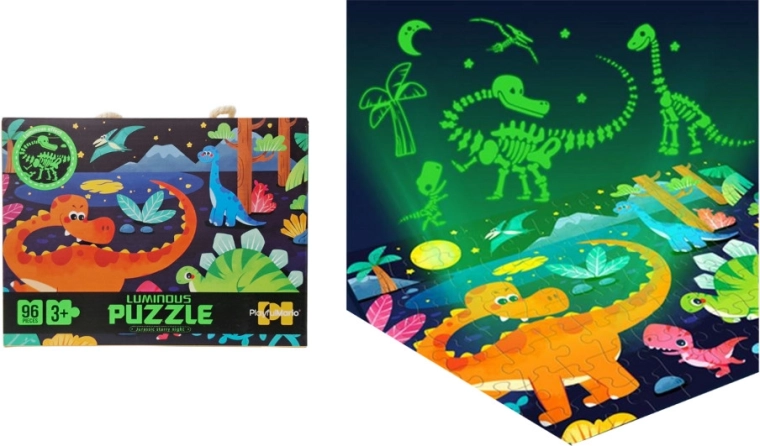 Glow-in-the-dark Puzzle – Dinosaurs, 96 Pieces