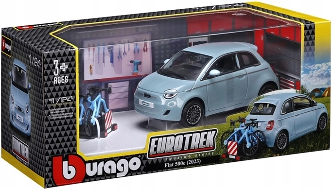 BBU eurotrek Fiat 500E touring zilā 1:24