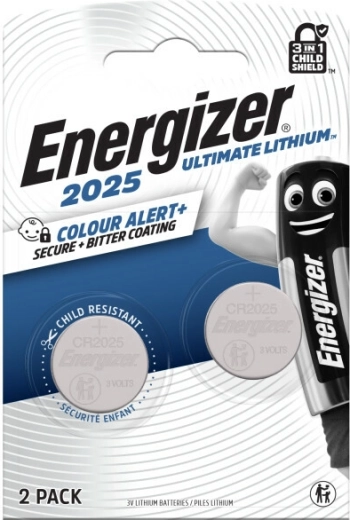 Lithium button batteries CR2025 2 pcs with Color Alert technology ENERGIZER Ultimate