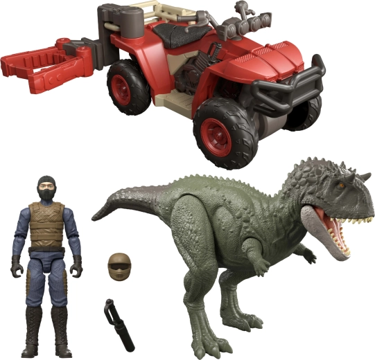 Mattel Jurassic World ekryksinatozaurs un apvidus auto ar ķērāju – rotaļu komplekts ar figūriņām