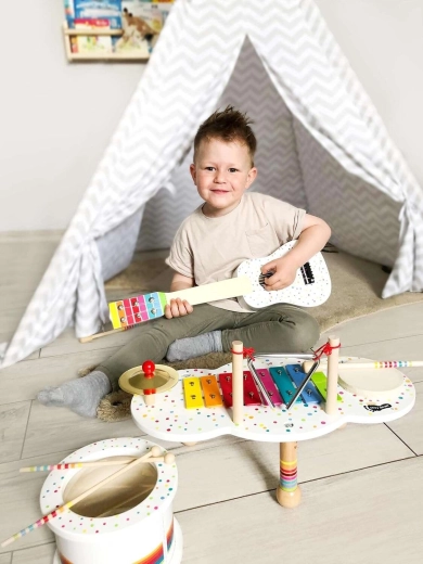 Wooden guitar for children's hands