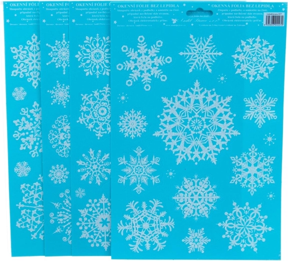 Dekoratīva logu plēve ar sniegpārslu motīvu un gliteriem 20 × 30 cm (4 varianti)