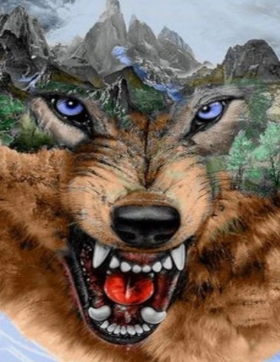 Norimpex diamond painting wolf and mountains 80 × 40 cm