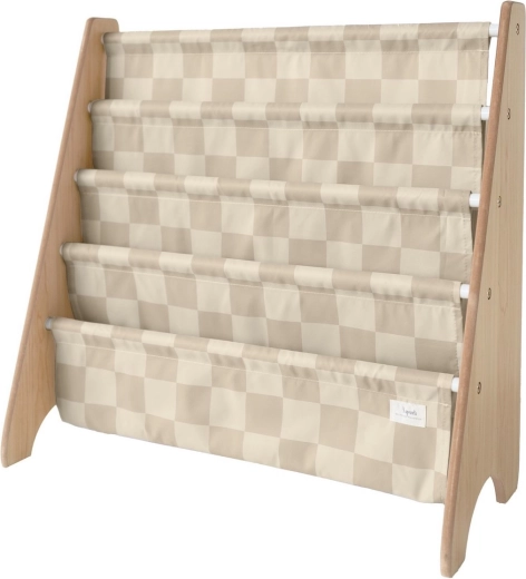3 Sprouts book rack made of recycled polyester Checkerboard/Beige