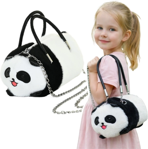 Plush Children's Panda Handbag with Chain, 20 cm
