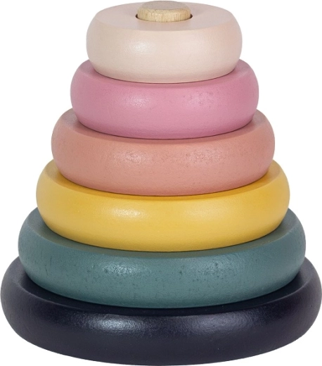 Petite&Mars wooden stacking pyramid Orbit Wood of Mars Aurora Pink