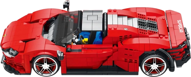 Red Sports Car Building Set, 1069 Pieces