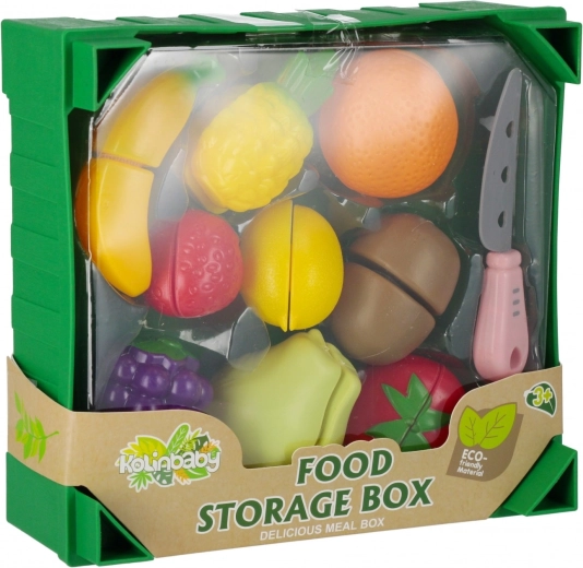 Colorful set for kitchen play and food recognition