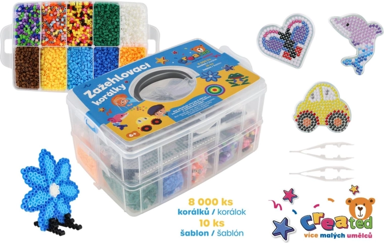 Created gludināmās krelles ar veidnēm plastmasas kastē